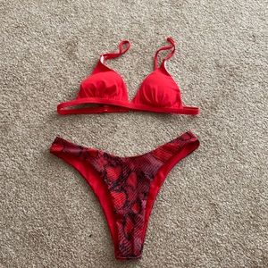 red triangle top and red snakeskin bottoms!!